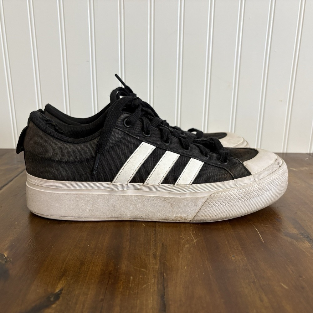 Adidas Bravada 2.0 Platform Womens 11 Black White Canvas Sneakers IE2310
